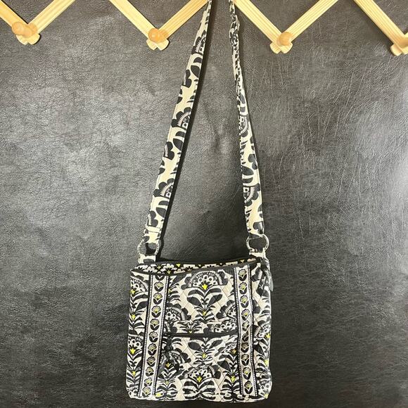 Vera Bradley Fanfare Yellow‎ And Black Crossbody Bag - Picture 1 of 10